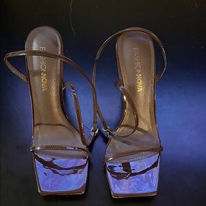 Fashion Nova Dark Brown Strappy Heels